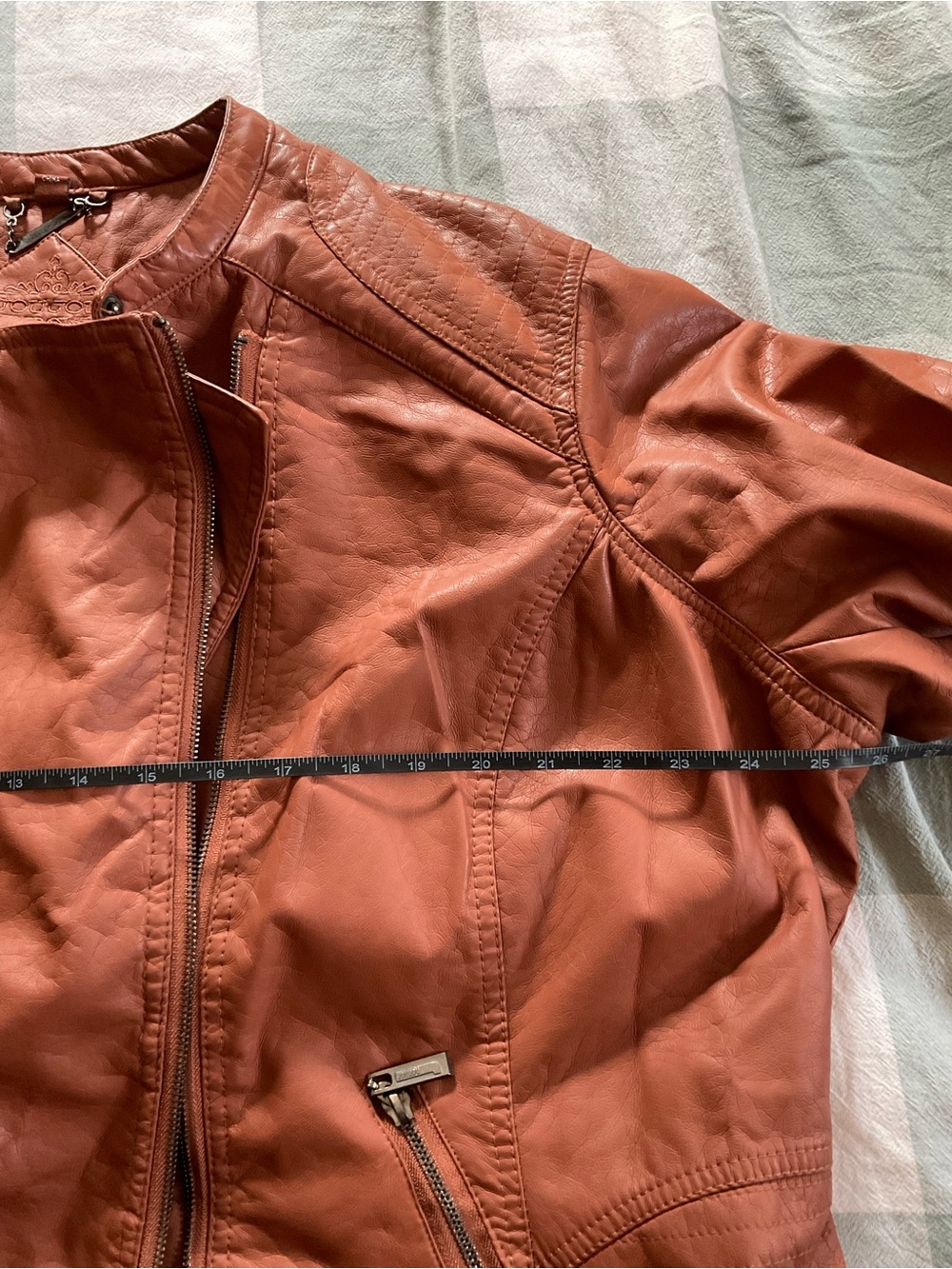 Jou Jou Rust-Tone Vegan Leather Zip Jacket - Picture 9 of 9